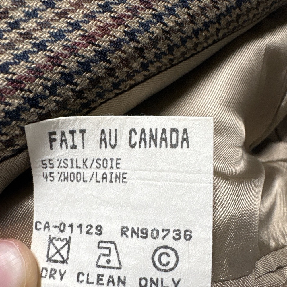 Vintage Ralph Lauren Chaps Blazer Made in Canada Silk Wool Houndstooth 40R - Picture 5 of 16